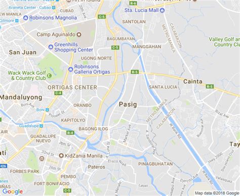 Detailed Road Map of Pasig City .